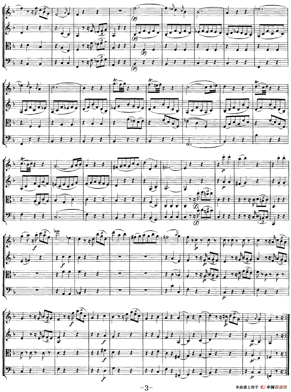 Mozart《Quartet No.5 in F Major,K.158》（总谱）