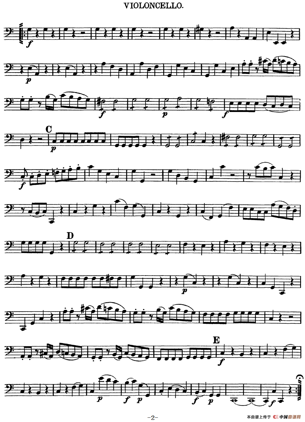 Mozart《Quartet No.4 in C Major,K.157》（Cello分谱）