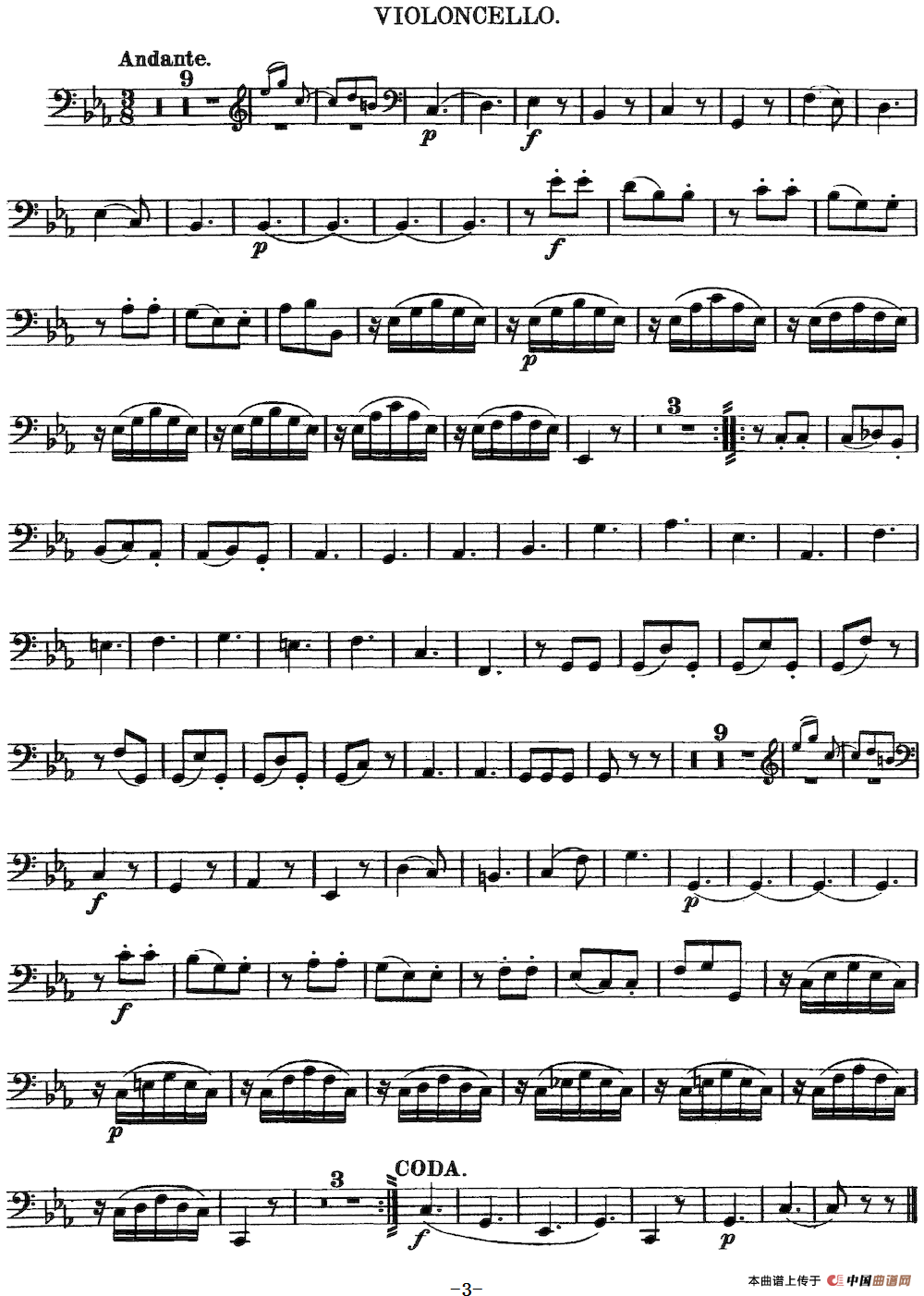 Mozart《Quartet No.4 in C Major,K.157》（Cello分谱）