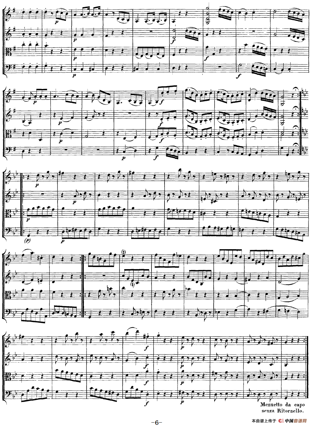 Mozart《Quartet No.3 in G Major,K.156》（总谱）