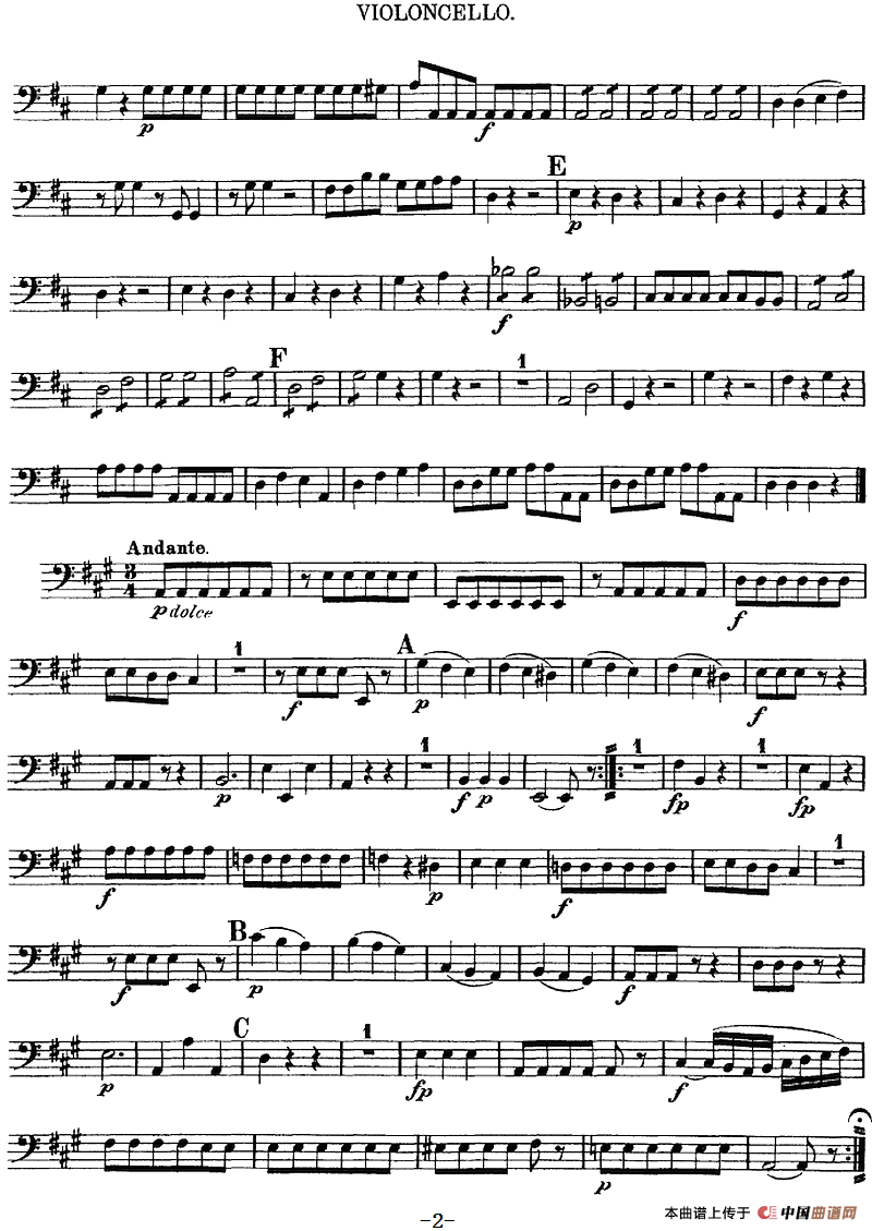 Mozart《Quartet No.2 in D Major,K.155》（Cello分谱）