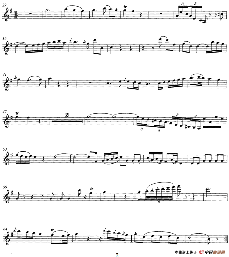 Mozart《String Quartet No.1 in G Major,K.80》（Violin Ⅱ分谱）