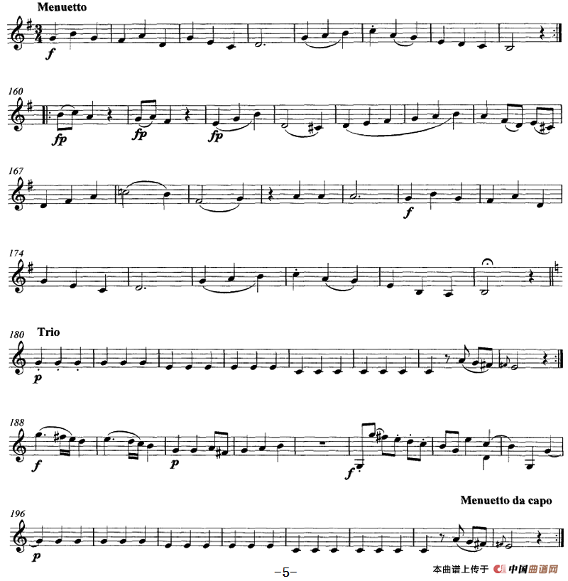 Mozart《String Quartet No.1 in G Major,K.80》（Violin Ⅱ分谱）