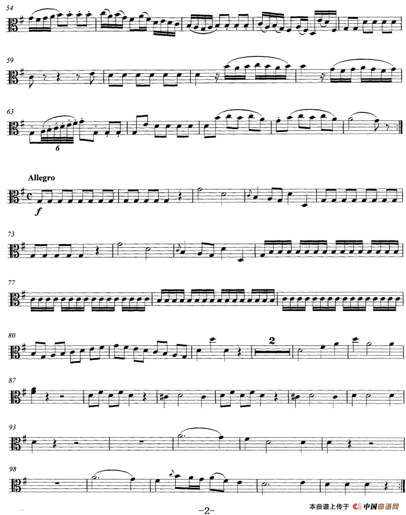 Mozart《String Quartet No.1 in G Major,K.80》（Viola分谱）