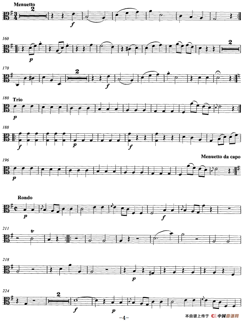 Mozart《String Quartet No.1 in G Major,K.80》（Viola分谱）