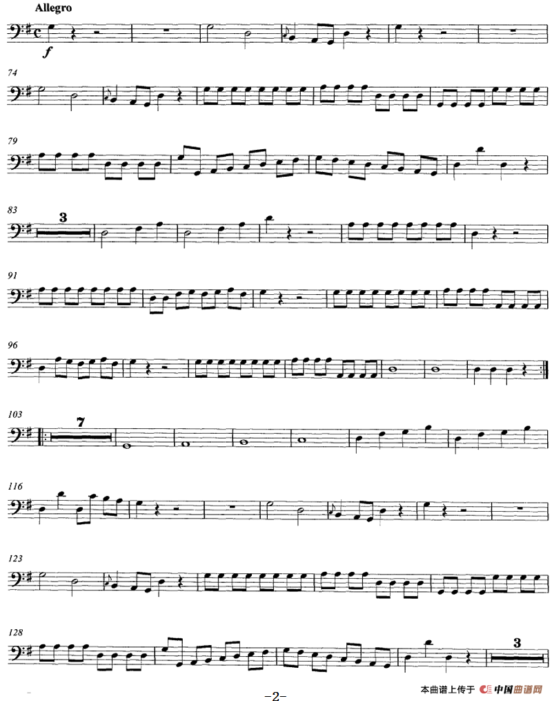 Mozart《String Quartet No.1 in G Major,K.80》（Cello分谱）