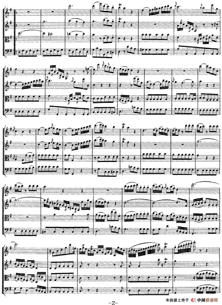 Mozart《Quartet No.1 in G Major,K.80》（总谱）