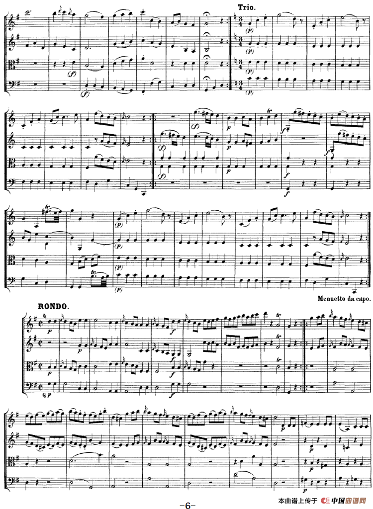 Mozart《Quartet No.1 in G Major,K.80》（总谱）