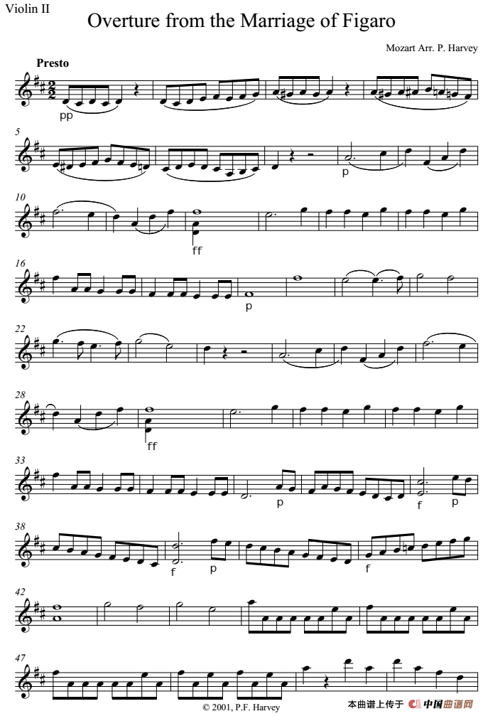 Overture from the Marriage of Figaro 费加罗的婚礼（Violin Ⅱ分谱）