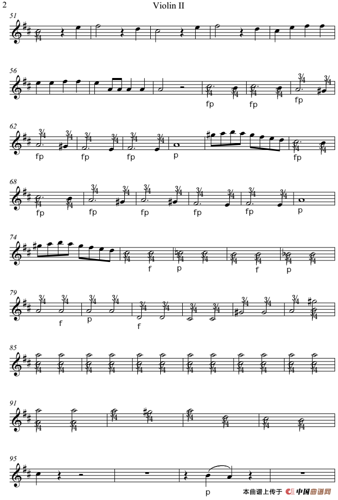 Overture from the Marriage of Figaro 费加罗的婚礼（Violin Ⅱ分谱）