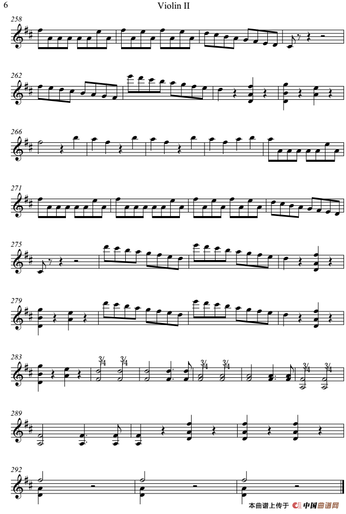 Overture from the Marriage of Figaro 费加罗的婚礼（Violin Ⅱ分谱）