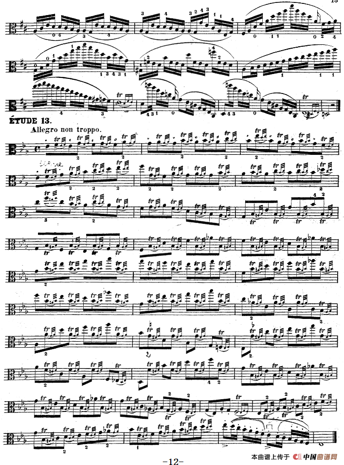 克莱采尔《中提琴练习曲40首》（ETUDE 11-13）