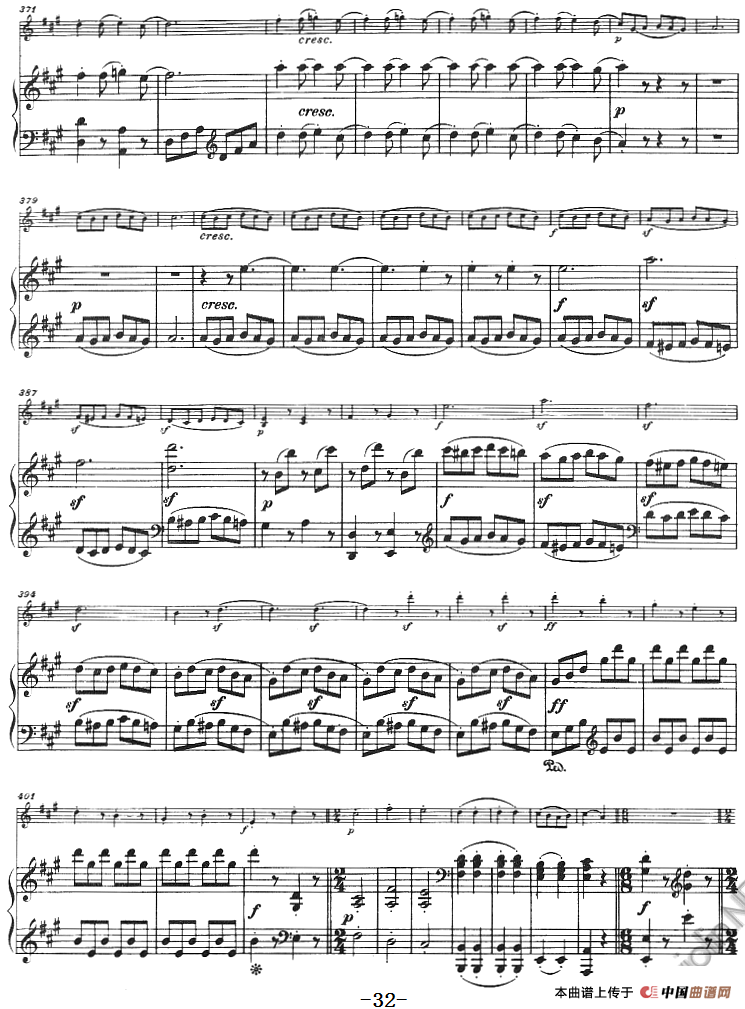 献给好友鲁道尔夫·克鲁采：奏鸣曲（A大调、小提琴+钢琴伴奏）