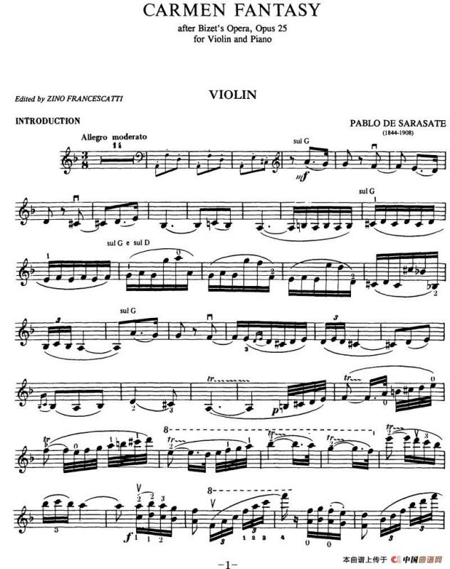 Sarasate《Carmen Fantasy》Op.25（萨拉萨蒂《卡门幻想曲》Op.25）