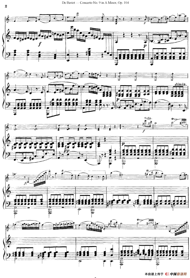 Beriot《Concerto No.9 in A Minor》Op.104（贝里奥《A小调第九小提琴协奏曲》Op.104、小提琴+钢琴伴奏）