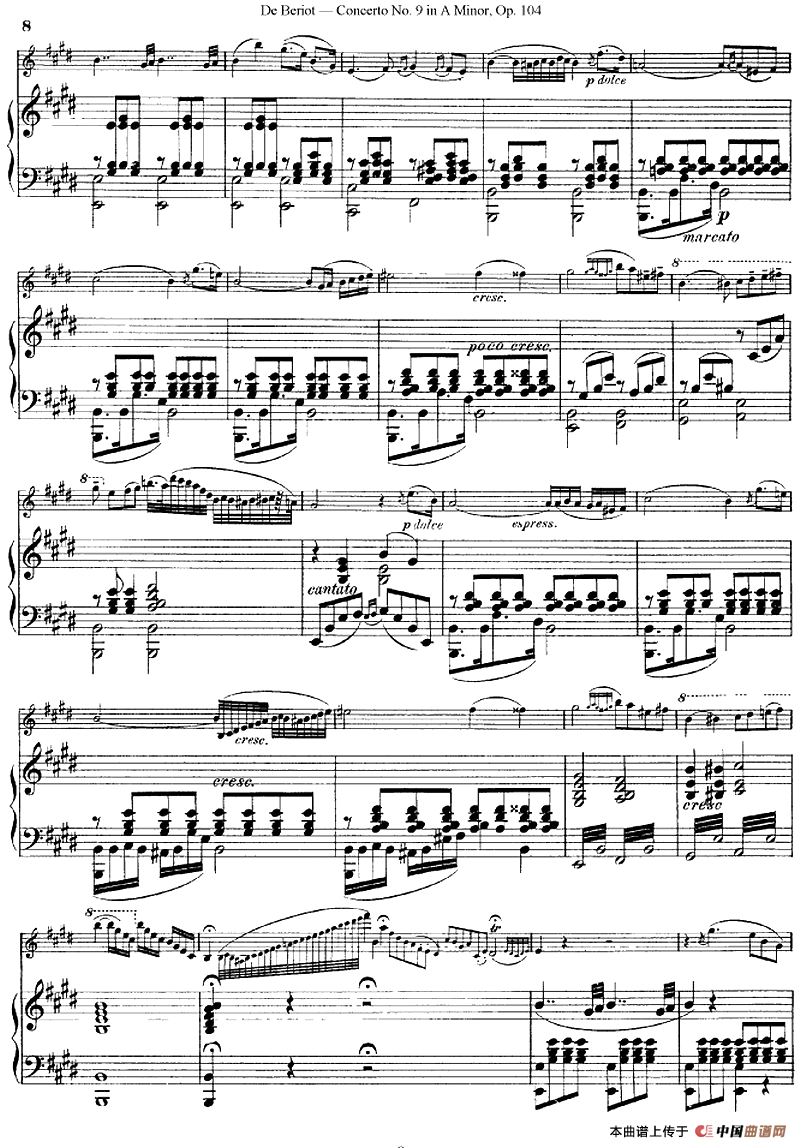 Beriot《Concerto No.9 in A Minor》Op.104（贝里奥《A小调第九小提琴协奏曲》Op.104、小提琴+钢琴伴奏）