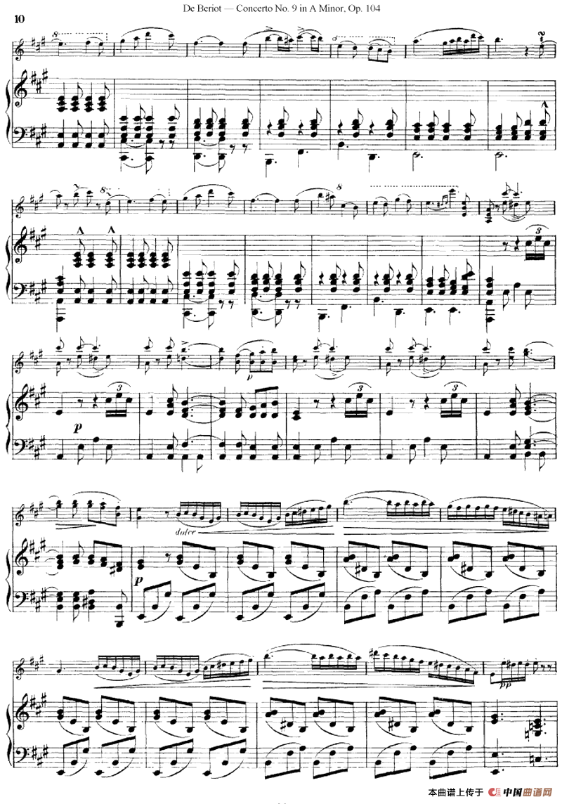 Beriot《Concerto No.9 in A Minor》Op.104（贝里奥《A小调第九小提琴协奏曲》Op.104、小提琴+钢琴伴奏）