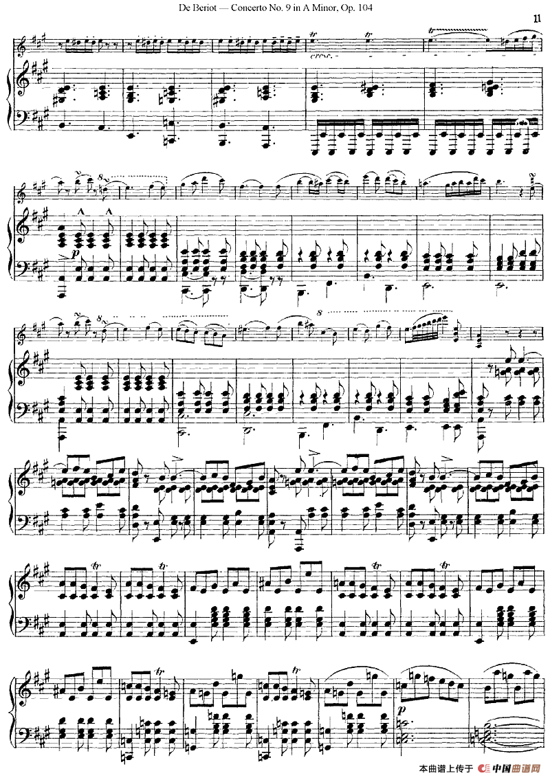 Beriot《Concerto No.9 in A Minor》Op.104（贝里奥《A小调第九小提琴协奏曲》Op.104、小提琴+钢琴伴奏）
