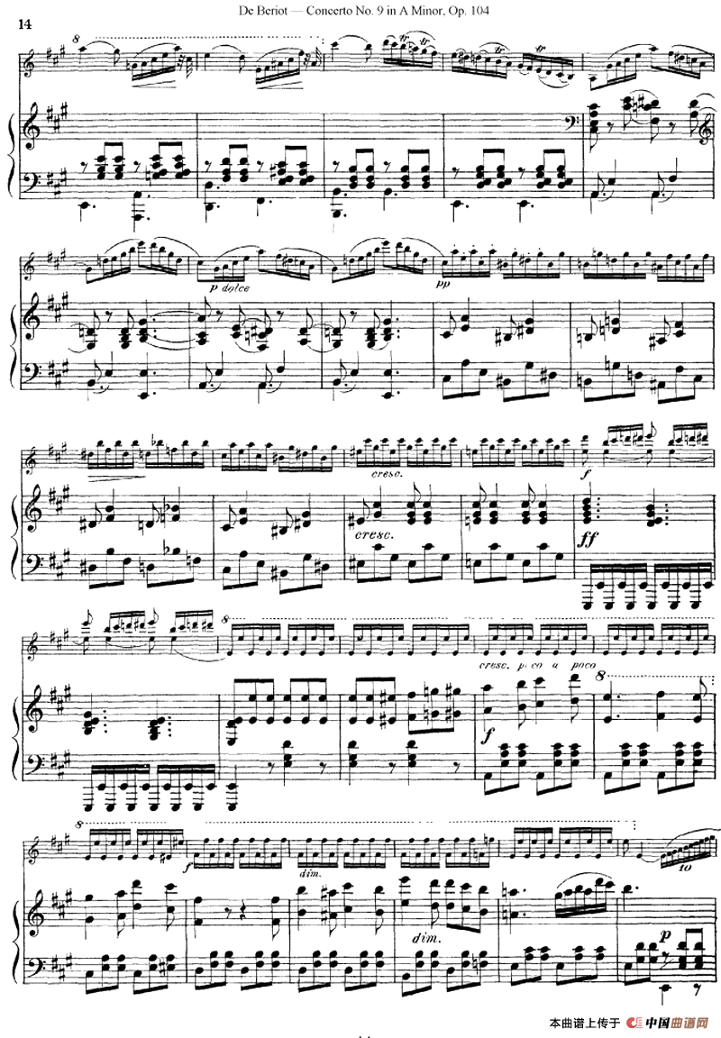 Beriot《Concerto No.9 in A Minor》Op.104（贝里奥《A小调第九小提琴协奏曲》Op.104、小提琴+钢琴伴奏）