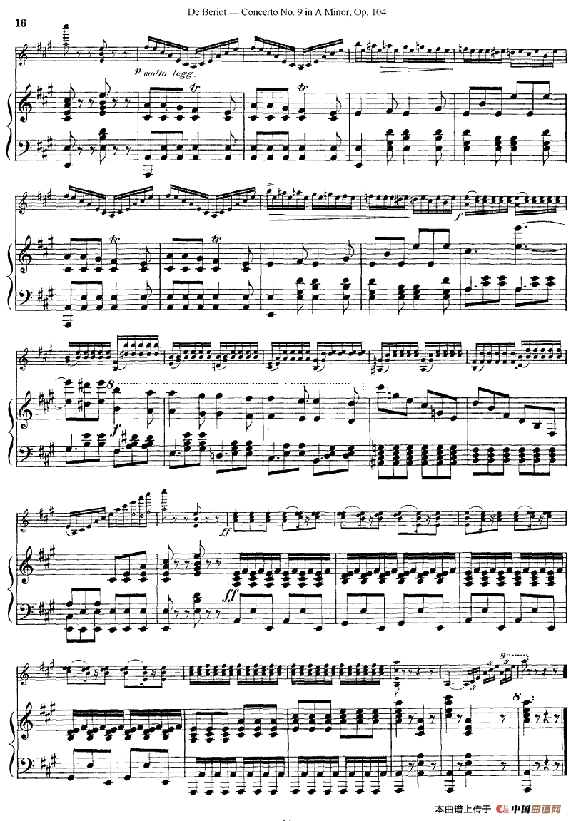 Beriot《Concerto No.9 in A Minor》Op.104（贝里奥《A小调第九小提琴协奏曲》Op.104、小提琴+钢琴伴奏）