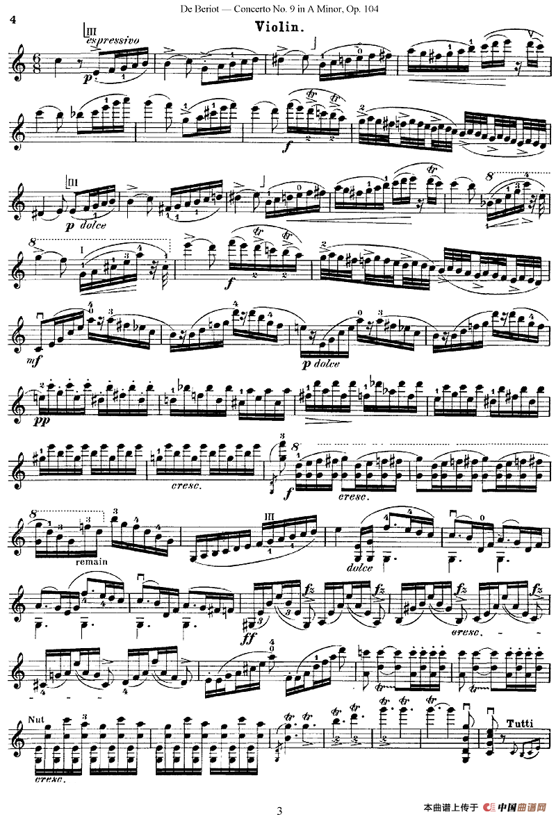 Beriot《Concerto No.9 in A Minor》Op.104（贝里奥《A小调第九小提琴协奏曲》Op.104）