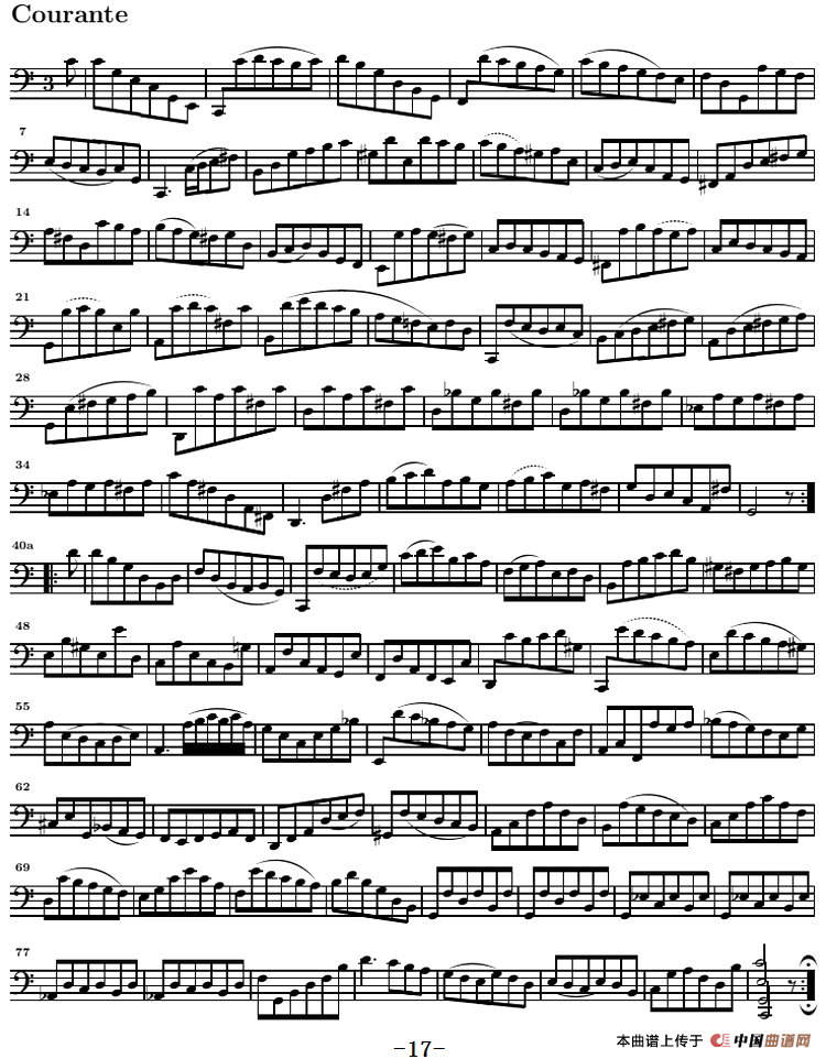 巴赫《大提琴无伴奏六首组曲》：Suite Ⅲ