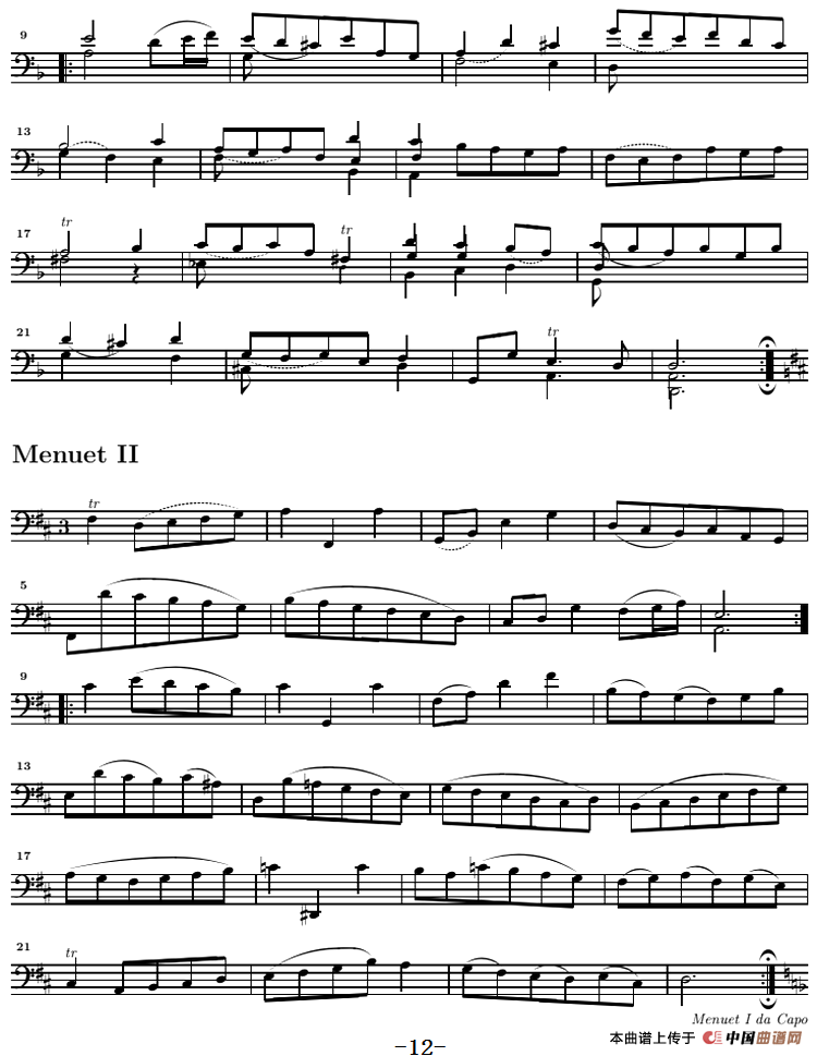 巴赫《大提琴无伴奏六首组曲》：Suite Ⅱ