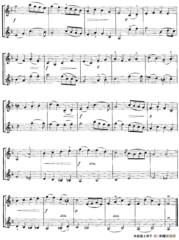 霍曼《小提琴基础教程》选曲：感谢歌（二重奏）