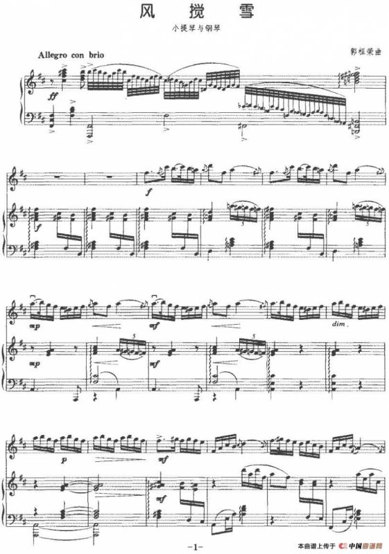 风搅雪（小提琴+钢琴伴奏）