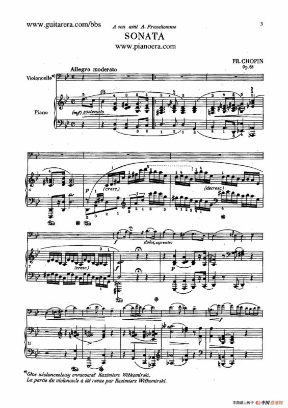 Sonata for Cello and Piano in g Minor Op.65（g小调大提琴奏鸣曲·大提琴+钢琴）