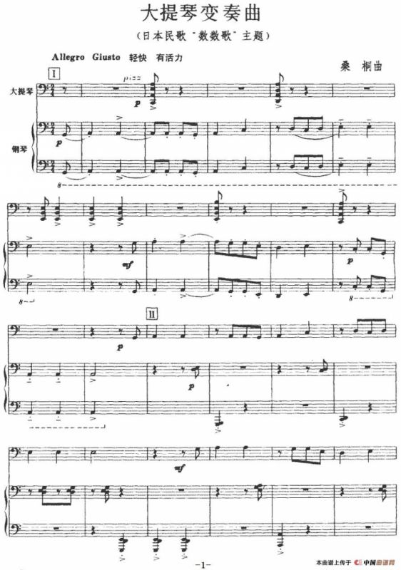 大提琴变奏曲（大提琴+钢琴伴奏）