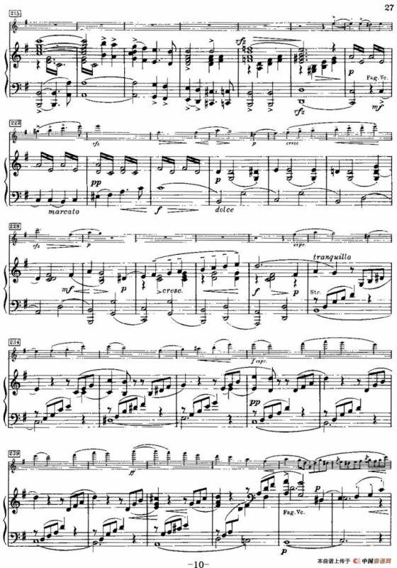 g小调小提琴协奏曲Op.26（III、Finale、小提琴+钢琴伴奏）