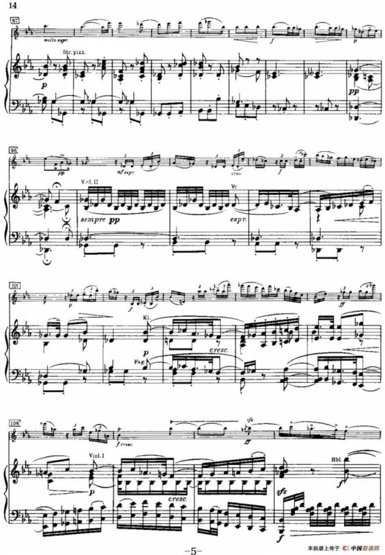 g小调小提琴协奏曲Op.26（II、Adagio、小提琴+钢琴伴奏）