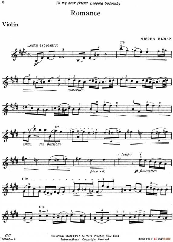 Romance（Mischa Elman作曲版）