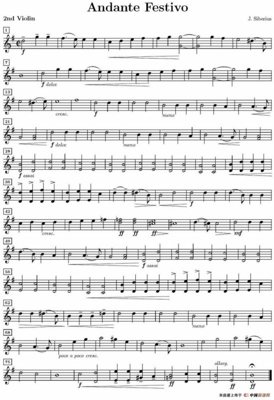 Andante Festivo（活泼的行板、第二小提琴分谱）