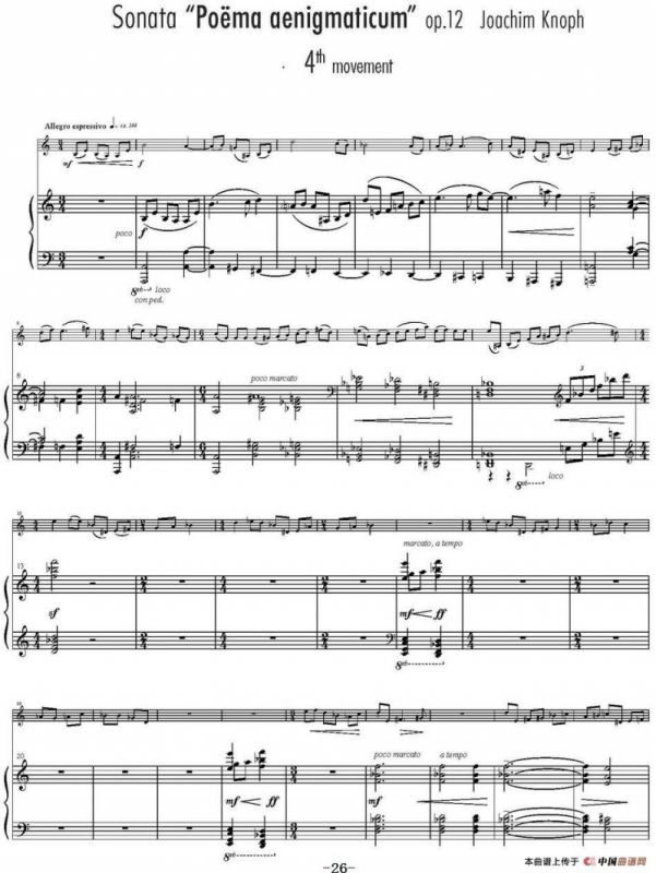 Sonata Poema aenigmaticum（小提琴+钢琴伴奏、4th movement）