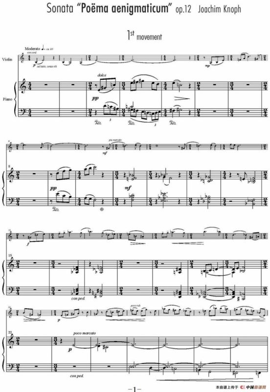 Sonata Poema aenigmaticum（小提琴+钢琴伴奏、1st movement）