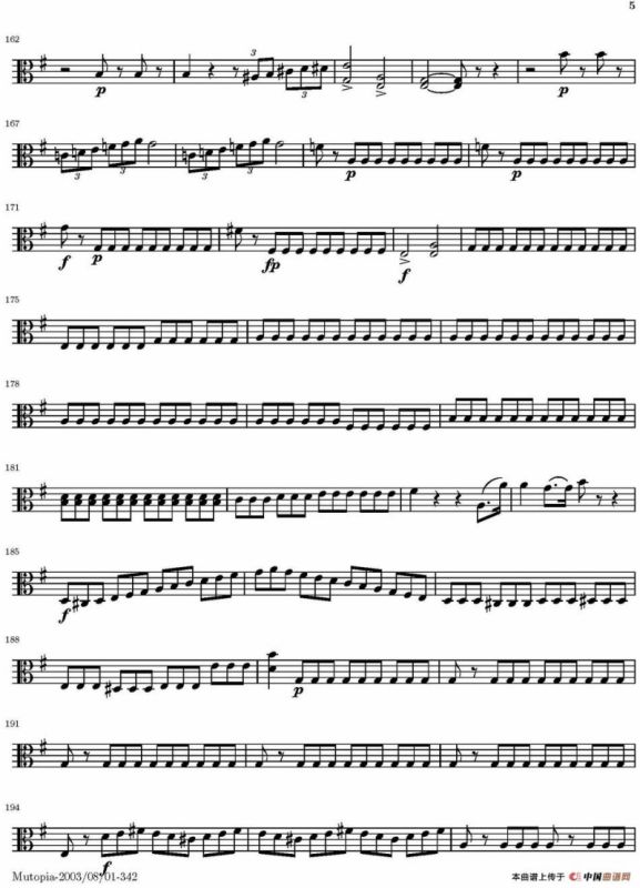 String Quartet nr.18 in E minor（E小调弦乐四重奏）（中提琴分谱）