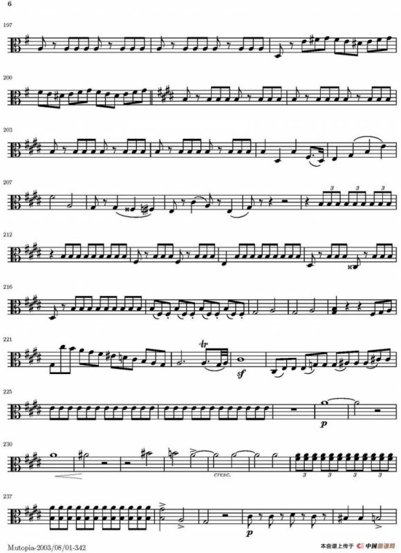 String Quartet nr.18 in E minor（E小调弦乐四重奏）（中提琴分谱）