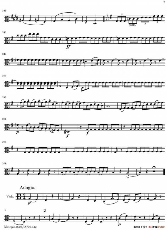 String Quartet nr.18 in E minor（E小调弦乐四重奏）（中提琴分谱）