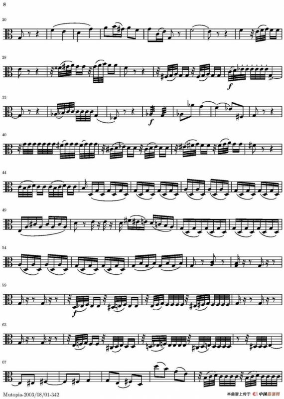 String Quartet nr.18 in E minor（E小调弦乐四重奏）（中提琴分谱）