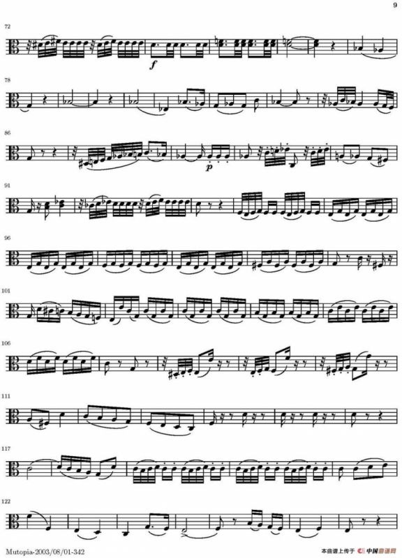 String Quartet nr.18 in E minor（E小调弦乐四重奏）（中提琴分谱）