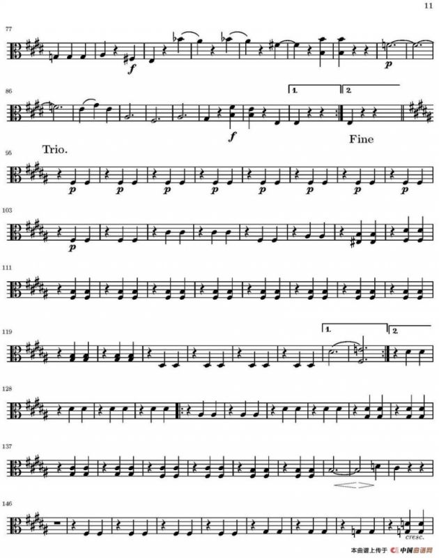 String Quartet nr.18 in E minor（E小调弦乐四重奏）（中提琴分谱）