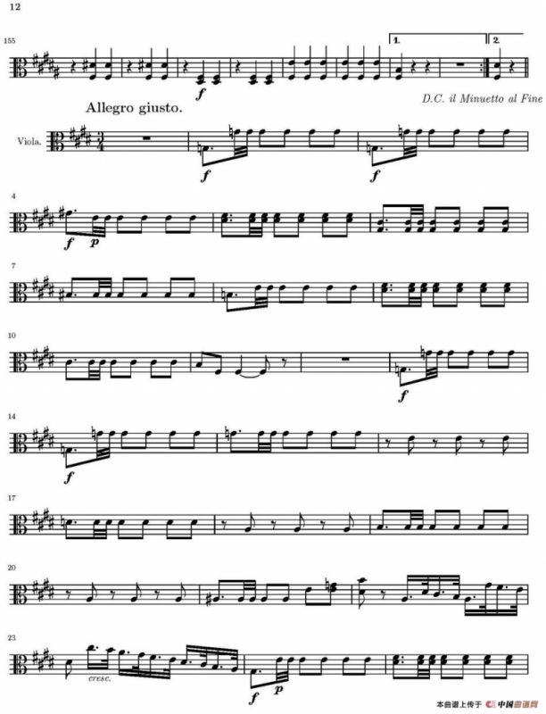 String Quartet nr.18 in E minor（E小调弦乐四重奏）（中提琴分谱）