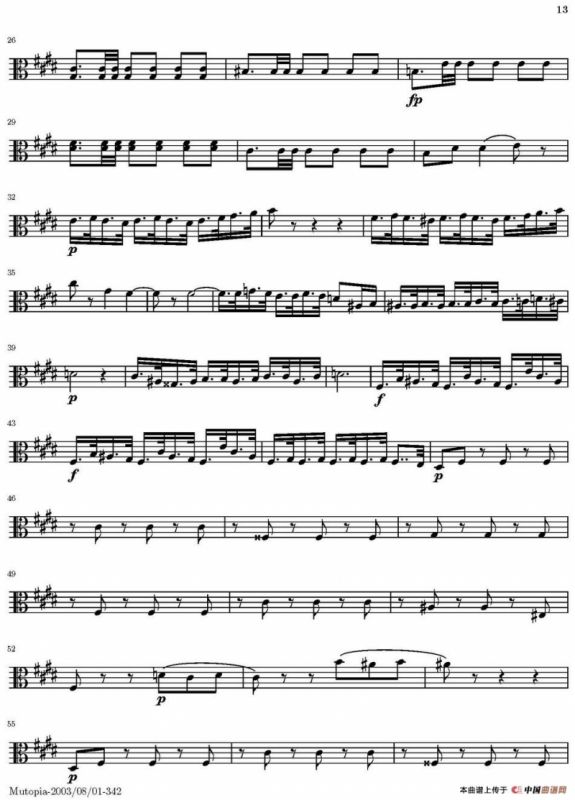 String Quartet nr.18 in E minor（E小调弦乐四重奏）（中提琴分谱）