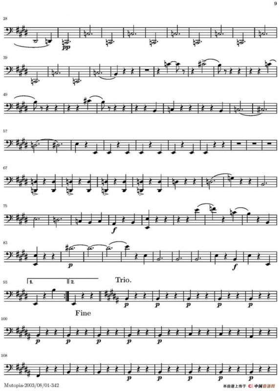 String Quartet nr.18 in E minor（E小调弦乐四重奏）（大提琴分谱）