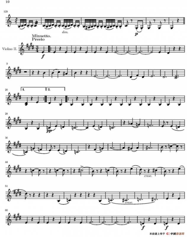 String Quartet nr.18 in E minor（E小调弦乐四重奏）（第二小提琴分谱）