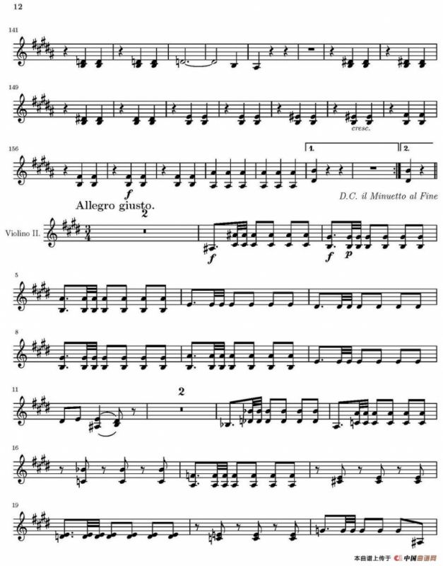 String Quartet nr.18 in E minor（E小调弦乐四重奏）（第二小提琴分谱）