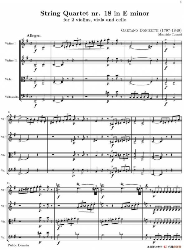 String Quartet nr.18 in E minor（E小调弦乐四重奏、P1-15）