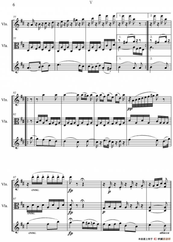 Serenate（String Trio）（D大调弦乐三重奏Op.8,V）